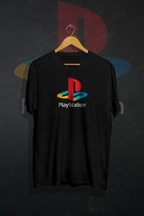 Playstation Logo Baskılı Unisex Oversize Tshirt (siyah) GO-056
