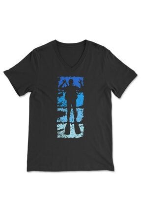 Dalgıçlık Scuba Diving V Yaka Unisex Tişört T-shirt - Tişörtfabrikası YV1027