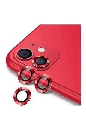 Iphone 11 Pro/11 Pro Max Uyumlu Alüminyum Alaşım Temperli 3d Kamera-lens Koruyucu Kırmızı [3'lü Set] HYPRA_iP11PR/11PRMX_LNS