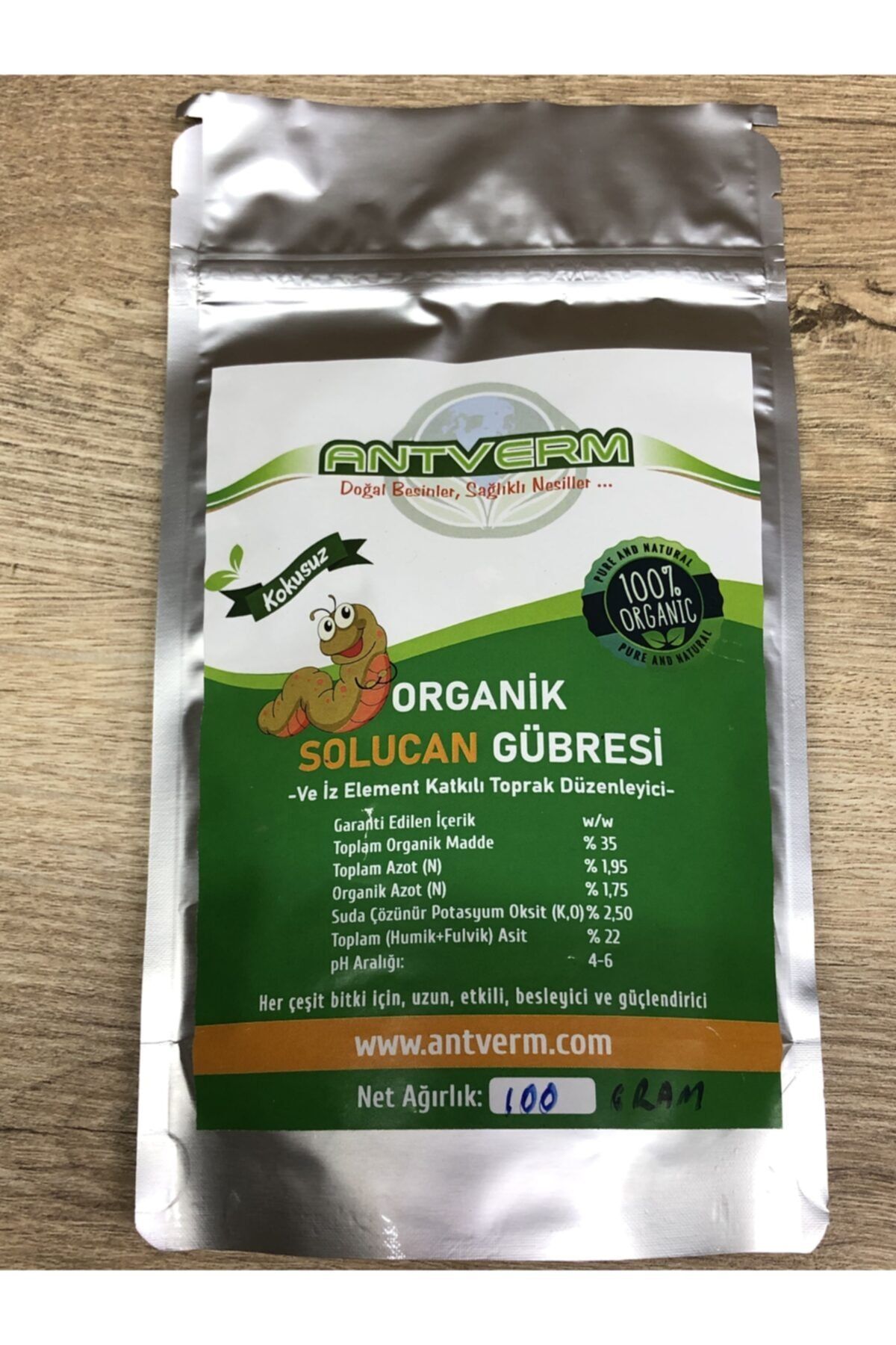 100gr Deneme Boy Salon Bitkileri Için Organik solucan Gübresi