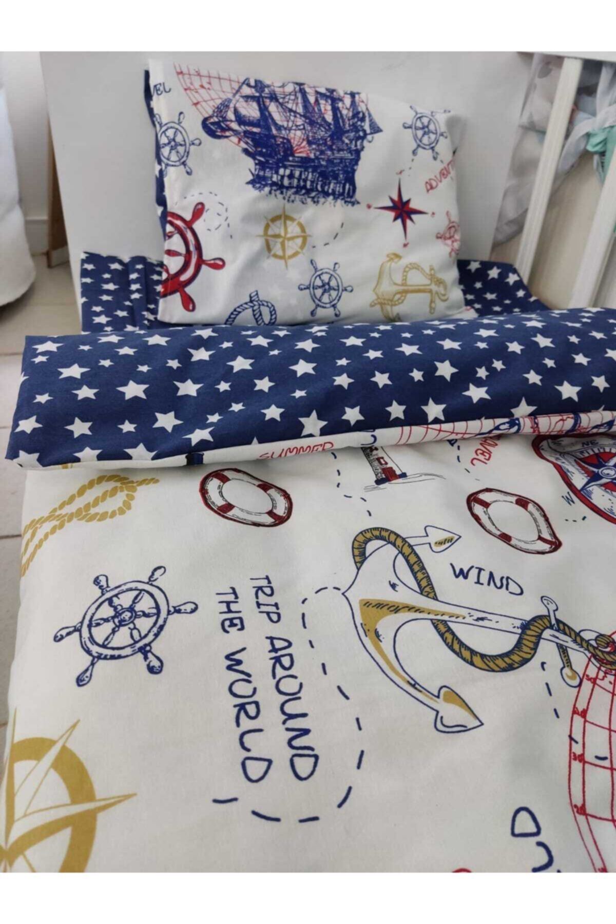 Bebek zel Cotton Baby Child 60x120 Crib Pillow Sheet Quilt Sailor