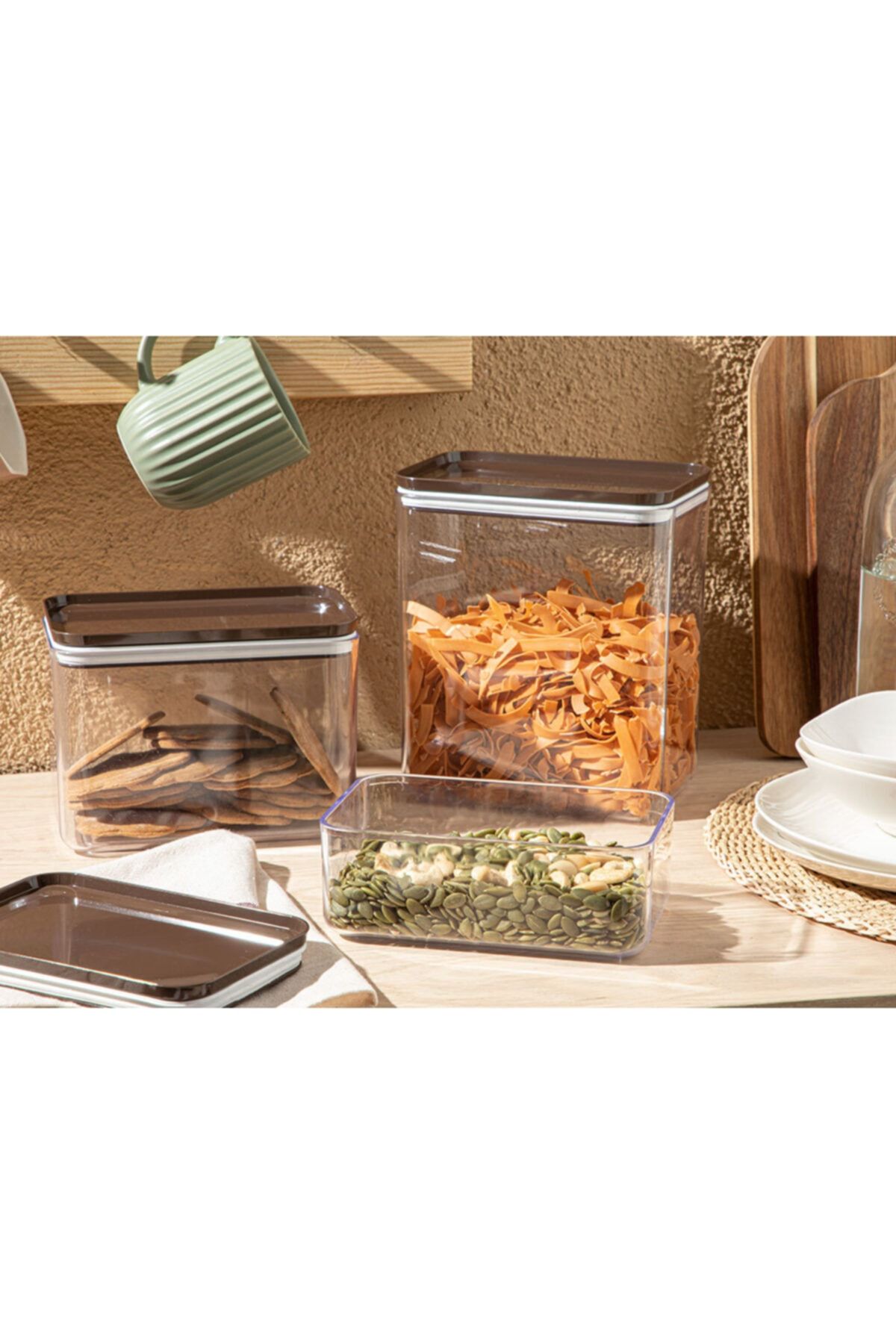 English Home-Brena Rectangular Plastic Food Container 750 Ml Brown 3