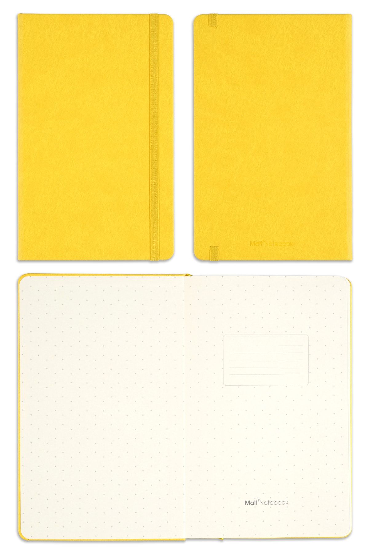 Matt Notebook-دفتر ملاحظات مطاطي مبطن باللون الأصفر مقاس 13 × 21 5
