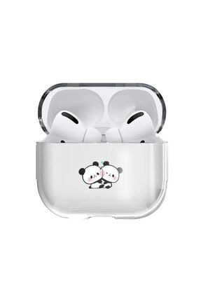 Apple Airpods Pro Kılıf Sevimli Ikizim Panda Şeffaf Kulaklık Koruyucu Kılıf BaskıAirpods10003