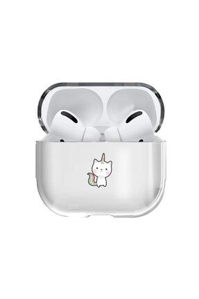 Apple Airpods Pro Uyumlu Kılıf Sevimli Unicorn Cat Şeffaf Kulaklık Koruyucu Kılıf AkademiBaskıAirpods10003