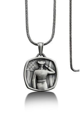 Amerika Askeri Madalyon Gümüş Kolye BSS-DREAM-NECK-113