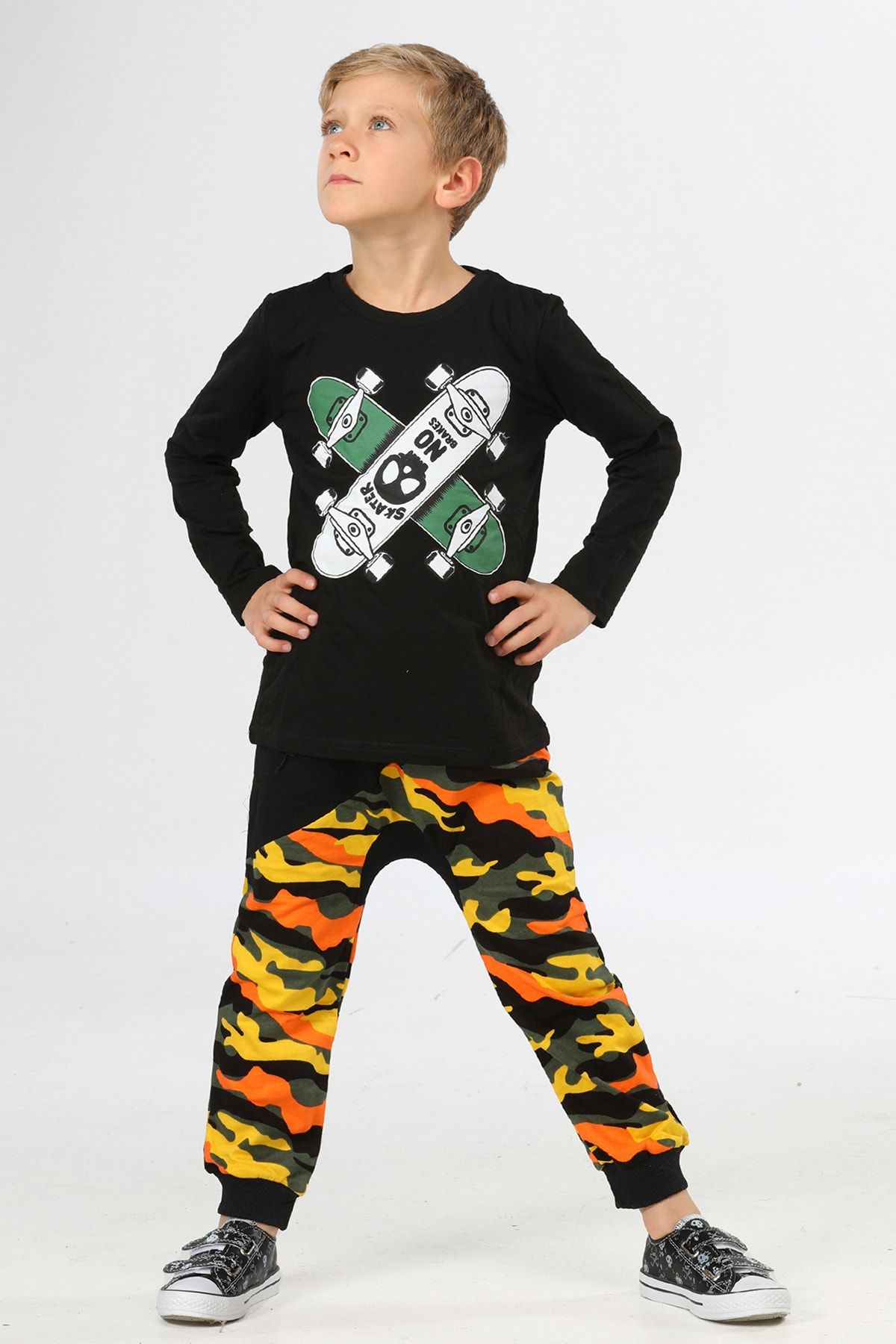 LupiaKids Skate Camouflage Harem Pants tshirt Set Trendyol