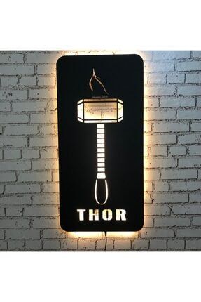 Thor Ve Çekici 35 X 70 Led Işıklı Tablo - Ahşap Duvar Dekorasyonu AAAT74580012368