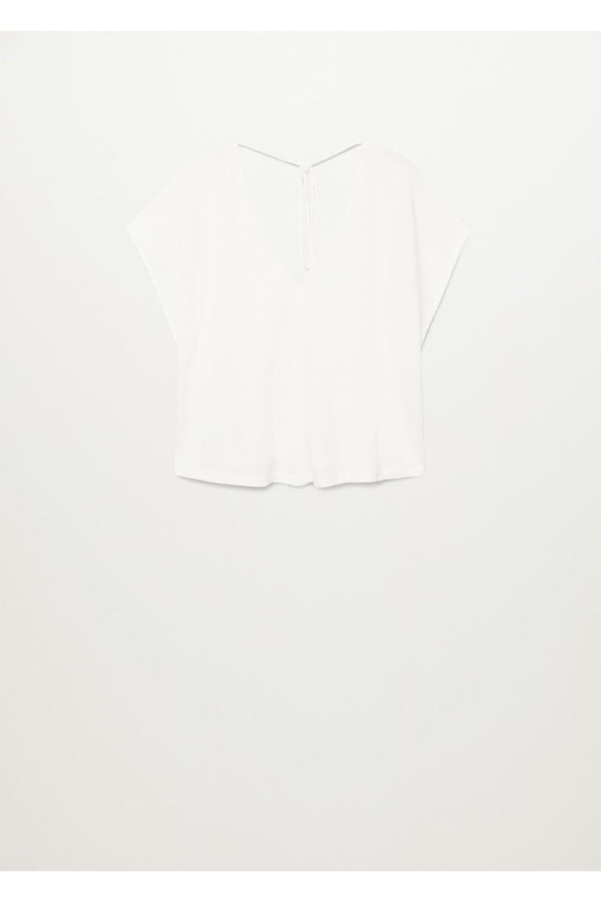 MANGO Woman-Weißes Damen-T-Shirt aus 100 % Leinen 3