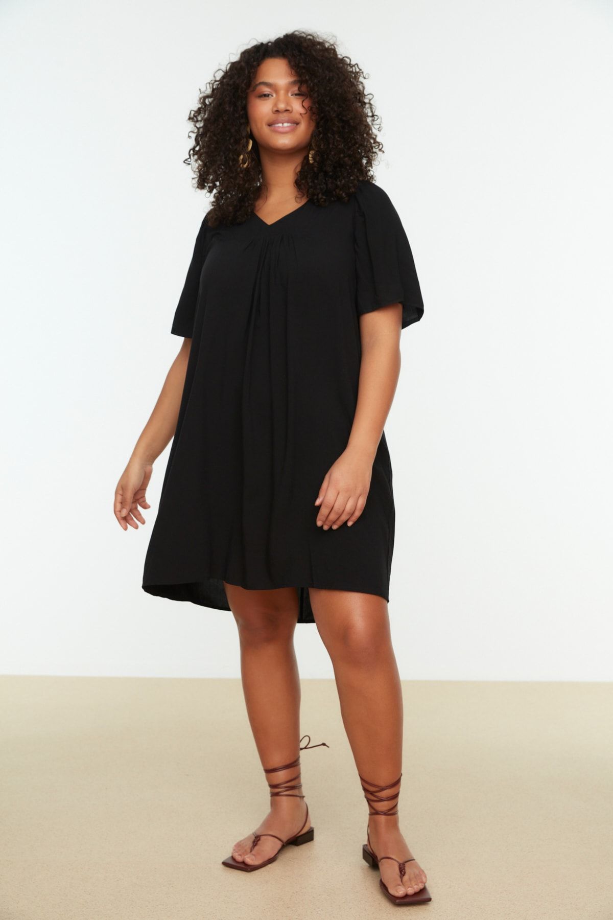 Trendyol Curve Plus Size Dress Black Shift Trendyol