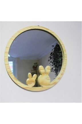 Ahşap Kırılmaz Çerceve Dekoratif Çocuk Odası Tavşanlı Ayna 35 cm TYC00335671130