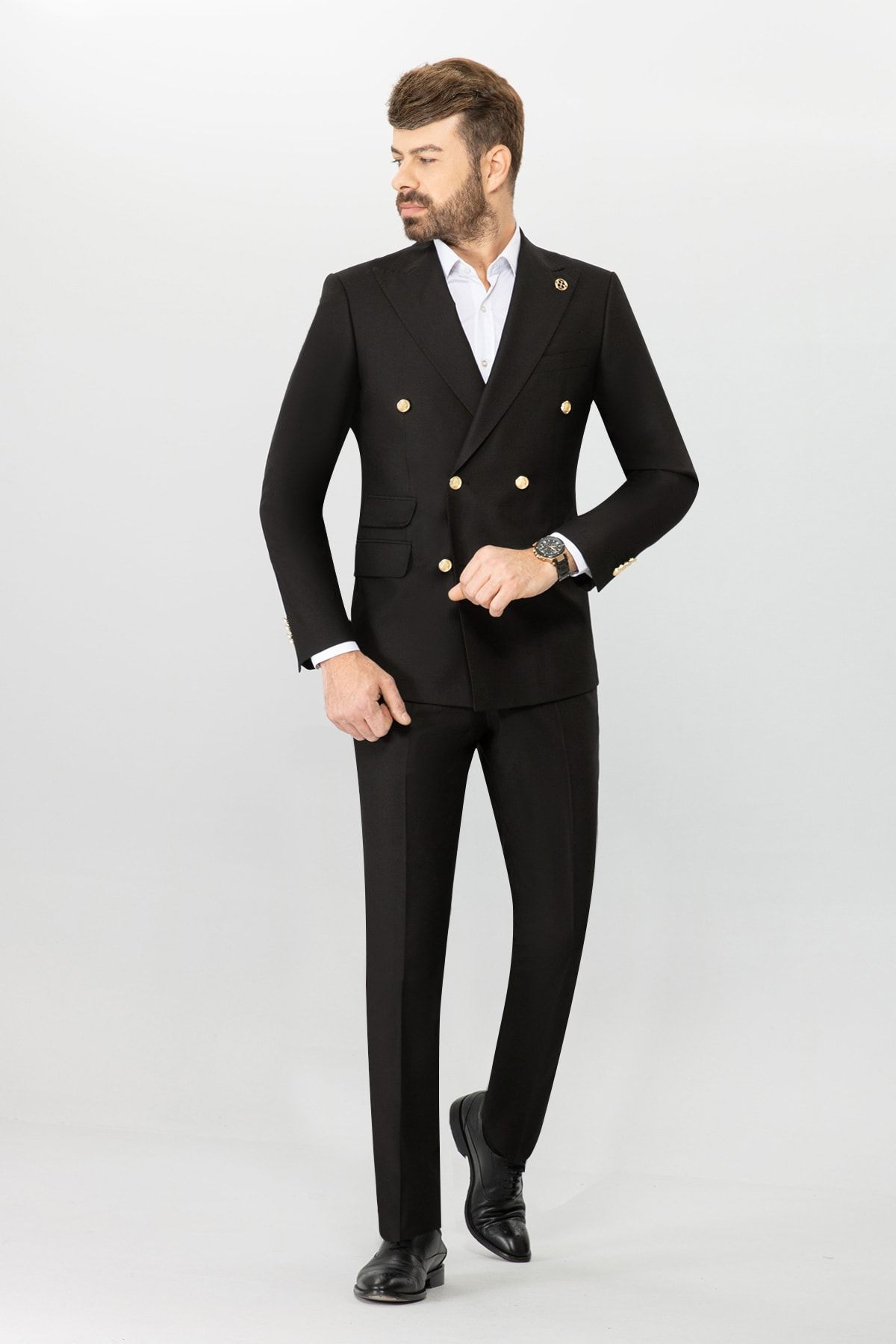 BELFOR Slimfit Düz Kruvaze Takım Elbise