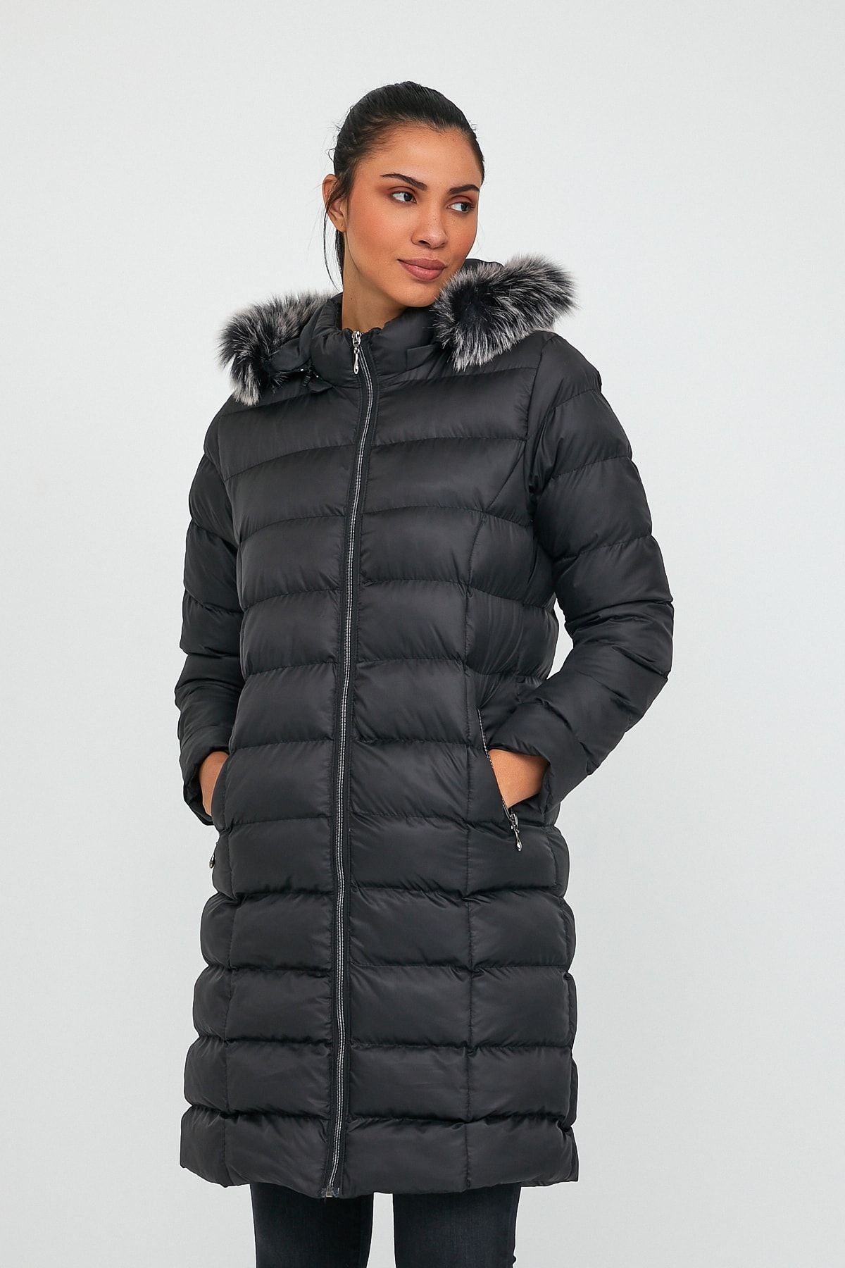 Black waterproof puffer jacket women's cheap