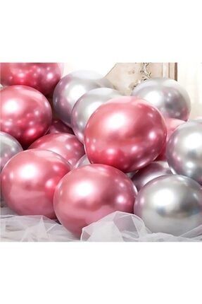 35 Adet Gümüş-pembe Krom Balon (aynalı Balon) 1 Kalite Krom Balon Aynalı Balon Helyum Uyumlu KROMHKNYS35