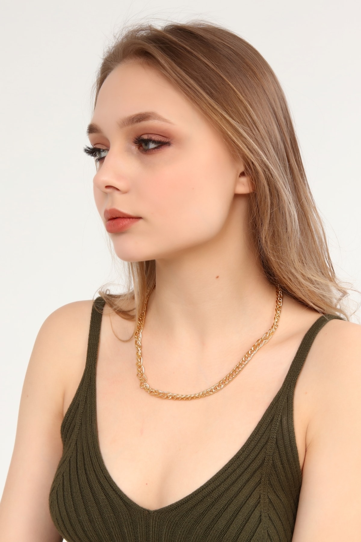 Kadın Altın Kaplama Choker Zincir Kolye 4