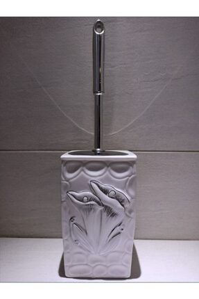 El Işlemeli Kabartma Desenli Metal Sap Kapaklı 1. Sınıf Porselen Klozet Fırçası. MADAME LUDA HOME COLLECTİON AKSESUAR.