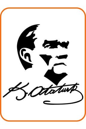 Atatürk Portre Imzalı Oto Sticker Büyük Boy 30x30 Cm Siyah AP019