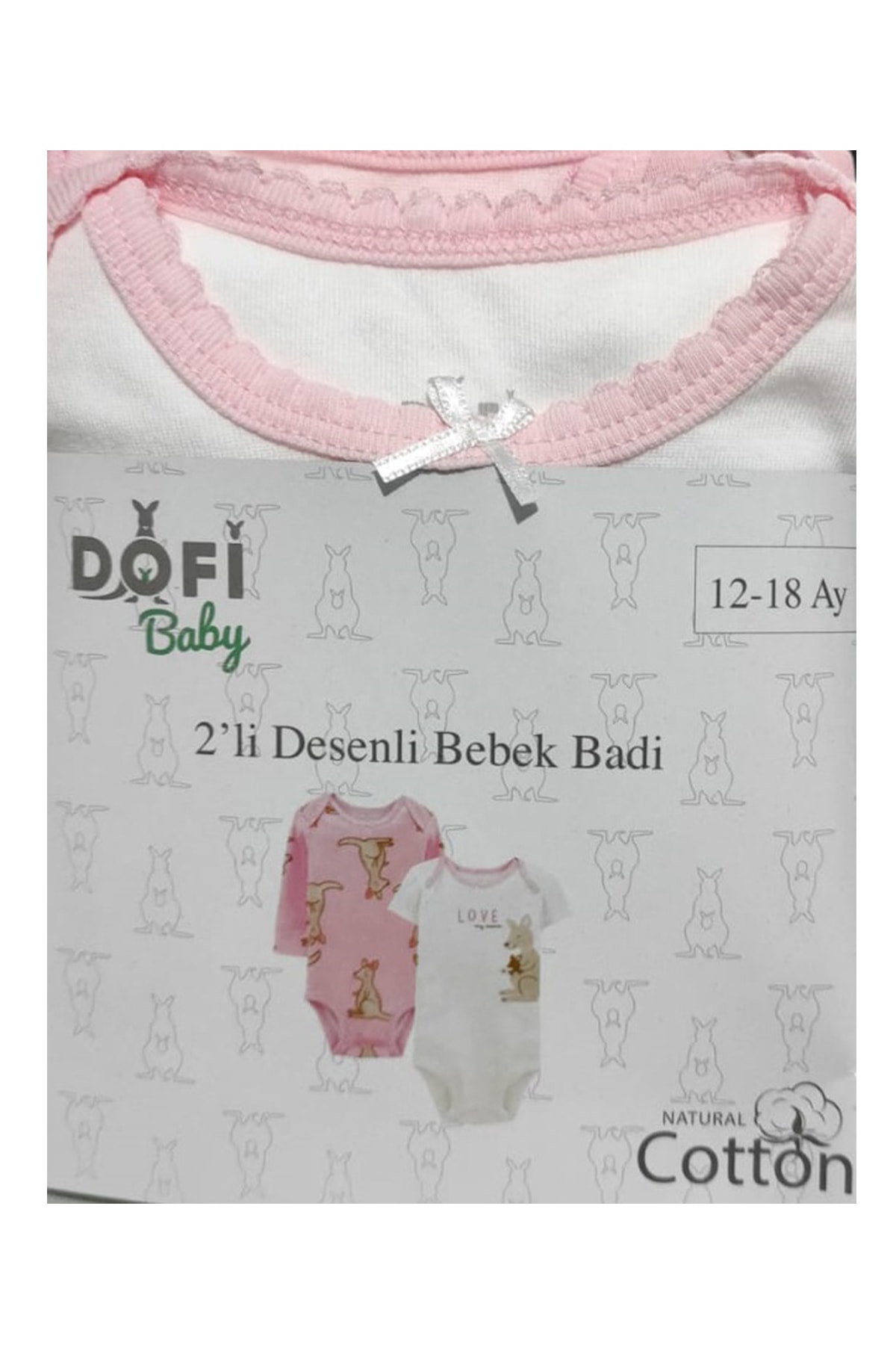 Bebek Çıtçıtlı Badi 2'li Set Kangru Desenli %100 Natural Cotton 12-18 Ay (güzel Hediye) — görsel 2