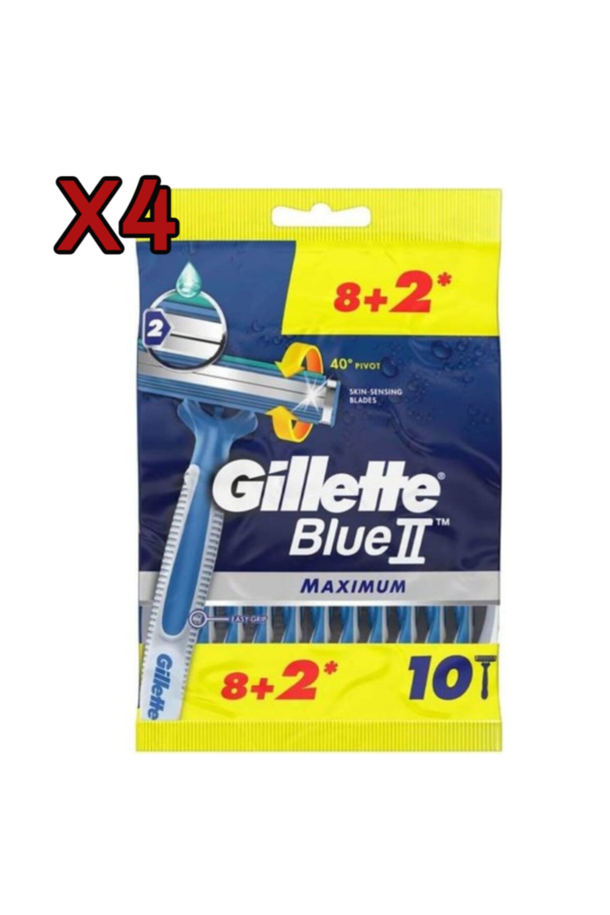 Gillette Blue2 Maximum Tıraş Bıçağı 8+2'li 4 Paket