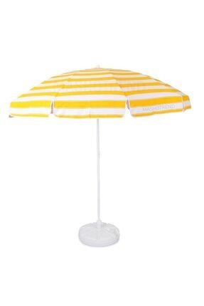 Koyu Sarı Bahçe Balkon Masa Teras Şezlong Şemsiyeleri Plaj Şemsiyesi TURUNCU BİDONLU ALP