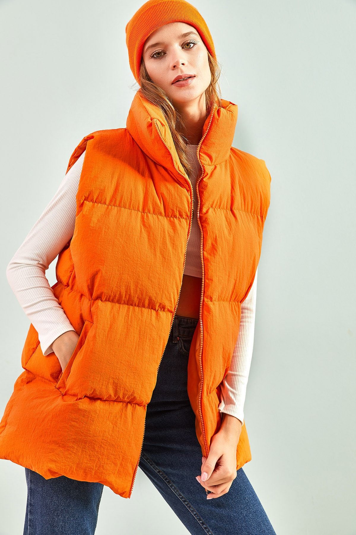Burnt orange puffer outlet vest