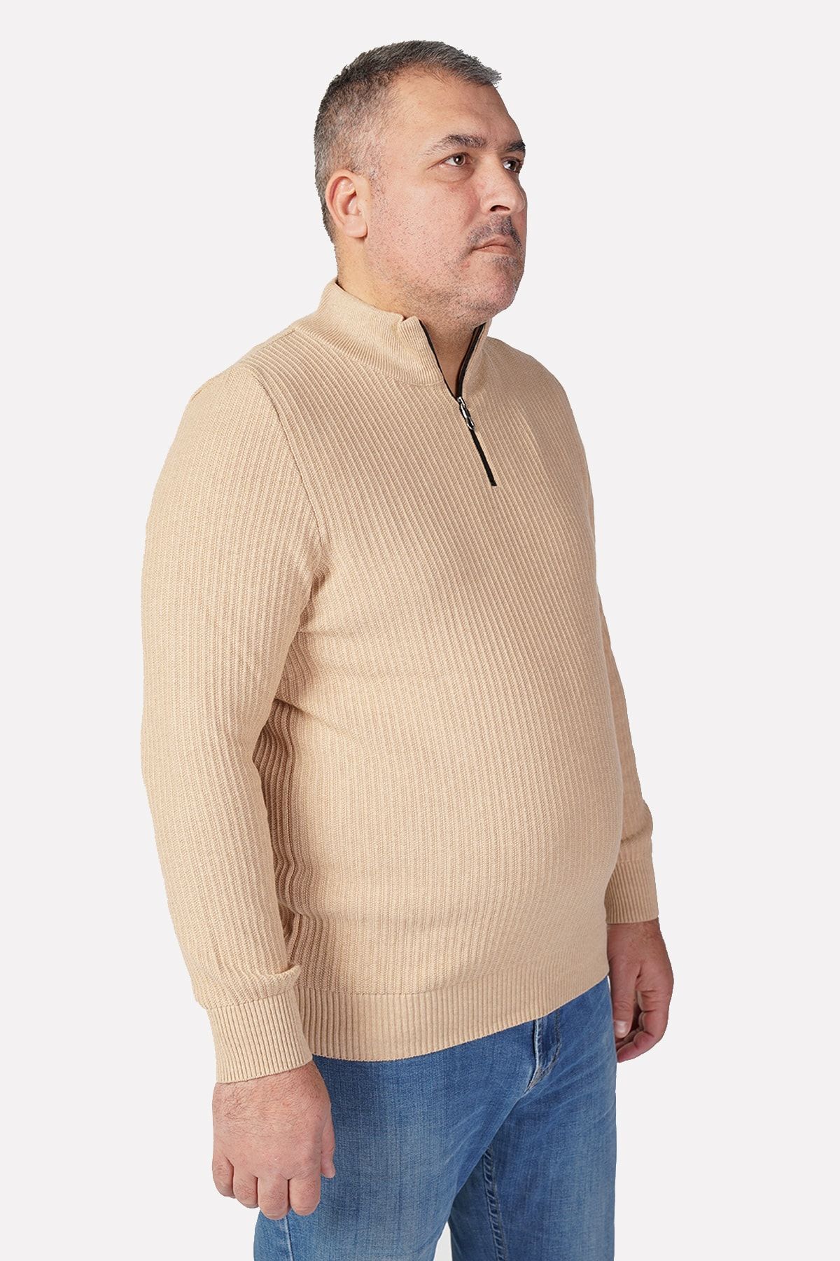 Trist Star Plus Size Sweater Beige Plus Size Trendyol