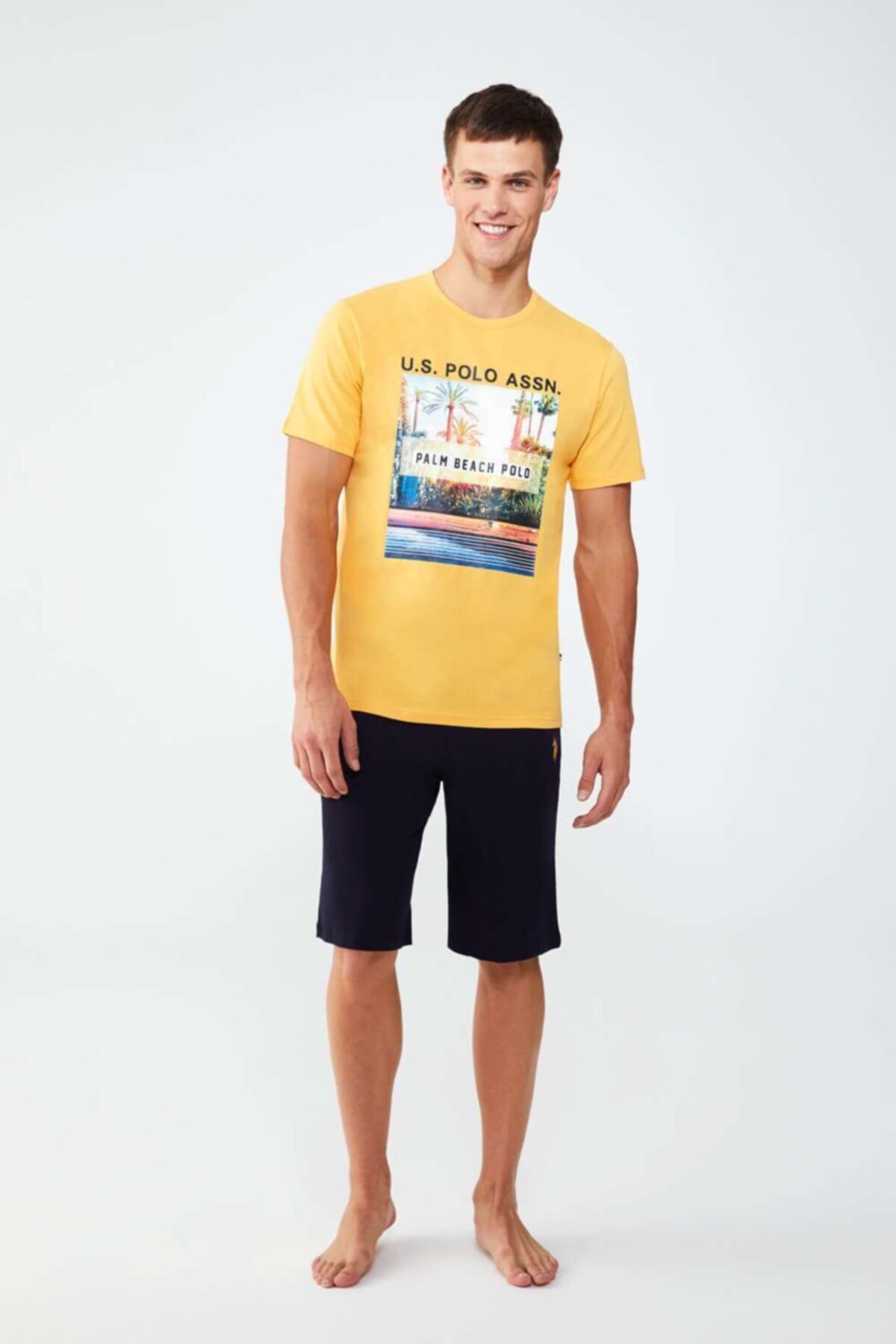 U.S. Polo Assn. Erkek Sarı T-shirt Şort Takımı