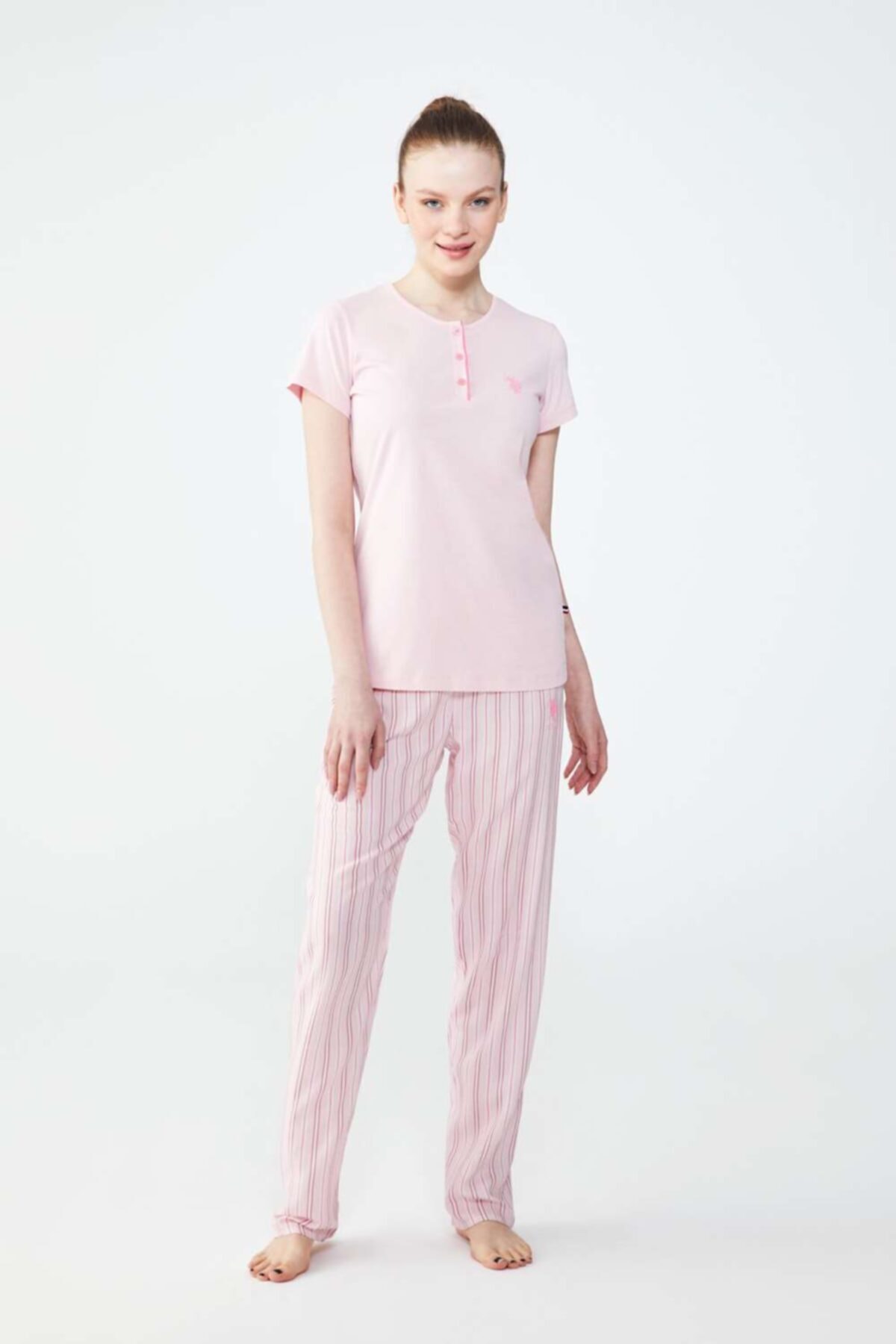 U.S. Polo Assn. Kadın Pudra Patlı Pijama Takımı