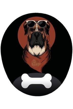 Boxer Köpek Turuncu Siyah Renkler - Bilek Destekli Köpekli Baskılı Mouse Pad 20x23 Cm MD-MP-OVL-BD-20X23-53