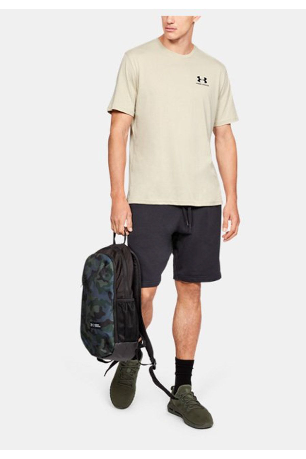 تی شرت ورزشی سفید مردانه آستین کوتاه قفسه سینه در سمت چپ UA 1326799 289 Under Armour