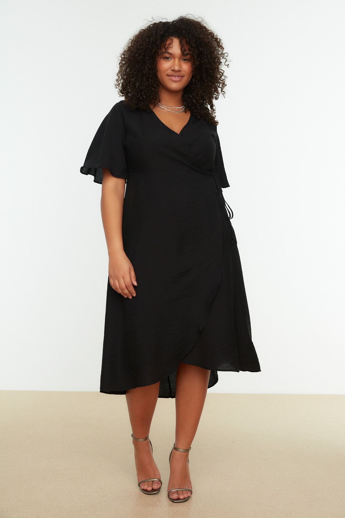 Plain black top tea dress