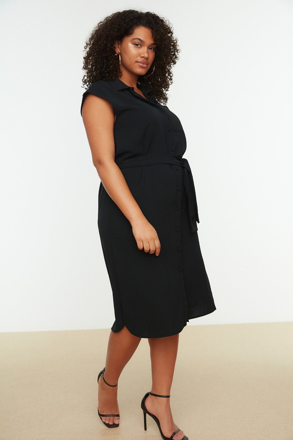 Trendyol Curve Plus Size Dress Black Shirt dress Trendyol
