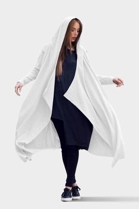 Kadın Beyaz Yeni Nesil Sweatshirt Kapüşonlu Hırka Ceket NEW9SFLKPSNSWTKDN