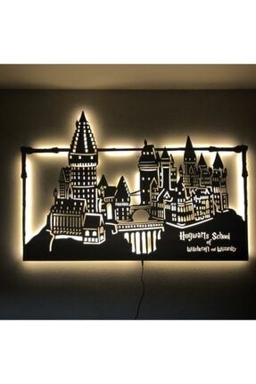 Hogwarts 50 X 70 Led Işıklı Tablo - Ahşap Duvar Dekorasyonu ACSHT74580012547