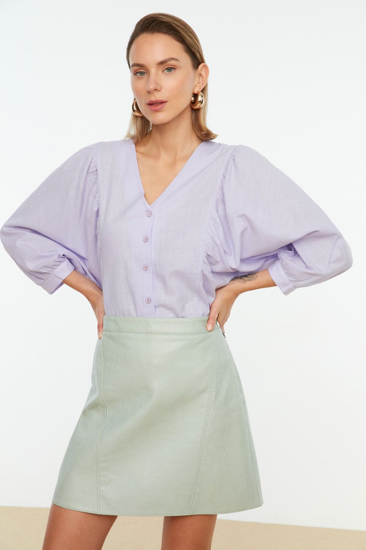 Trendyol Collection Hemd Lila Regular Fit Fast ausverkauft