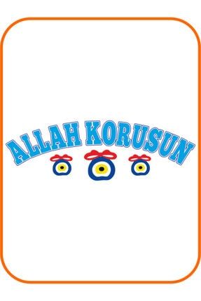 Allah Korusun Üç Nazar Boncuklu Oto Sticker Mavi 33x12 Cm Abeyaz0008