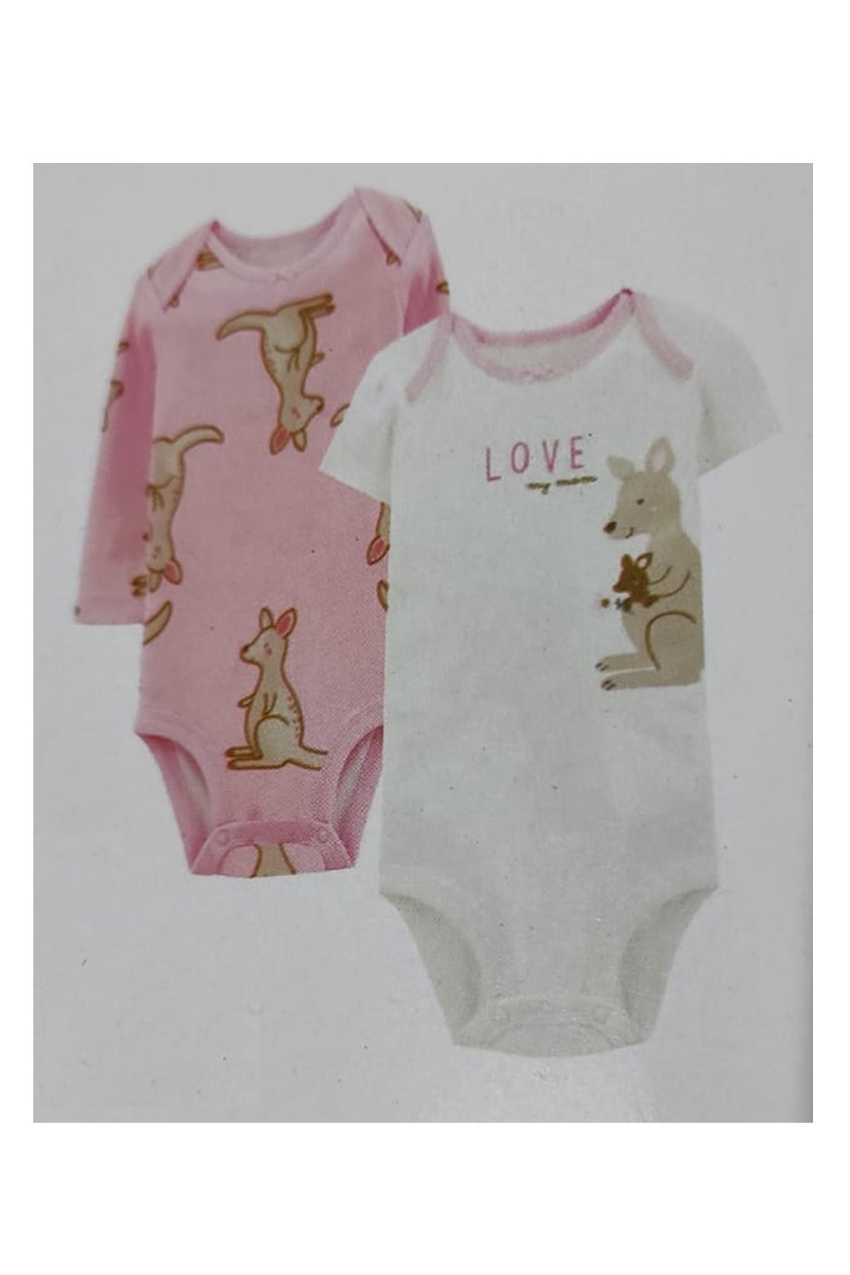 Bebek Çıtçıtlı Badi 2'li Set Kangru Desenli %100 Natural Cotton 12-18 Ay (güzel Hediye) — görsel 1