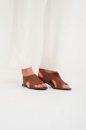 Streç Kumaş Kadın Kahverengi Yazlık Outdoor Günlük Sandalet SNDL1