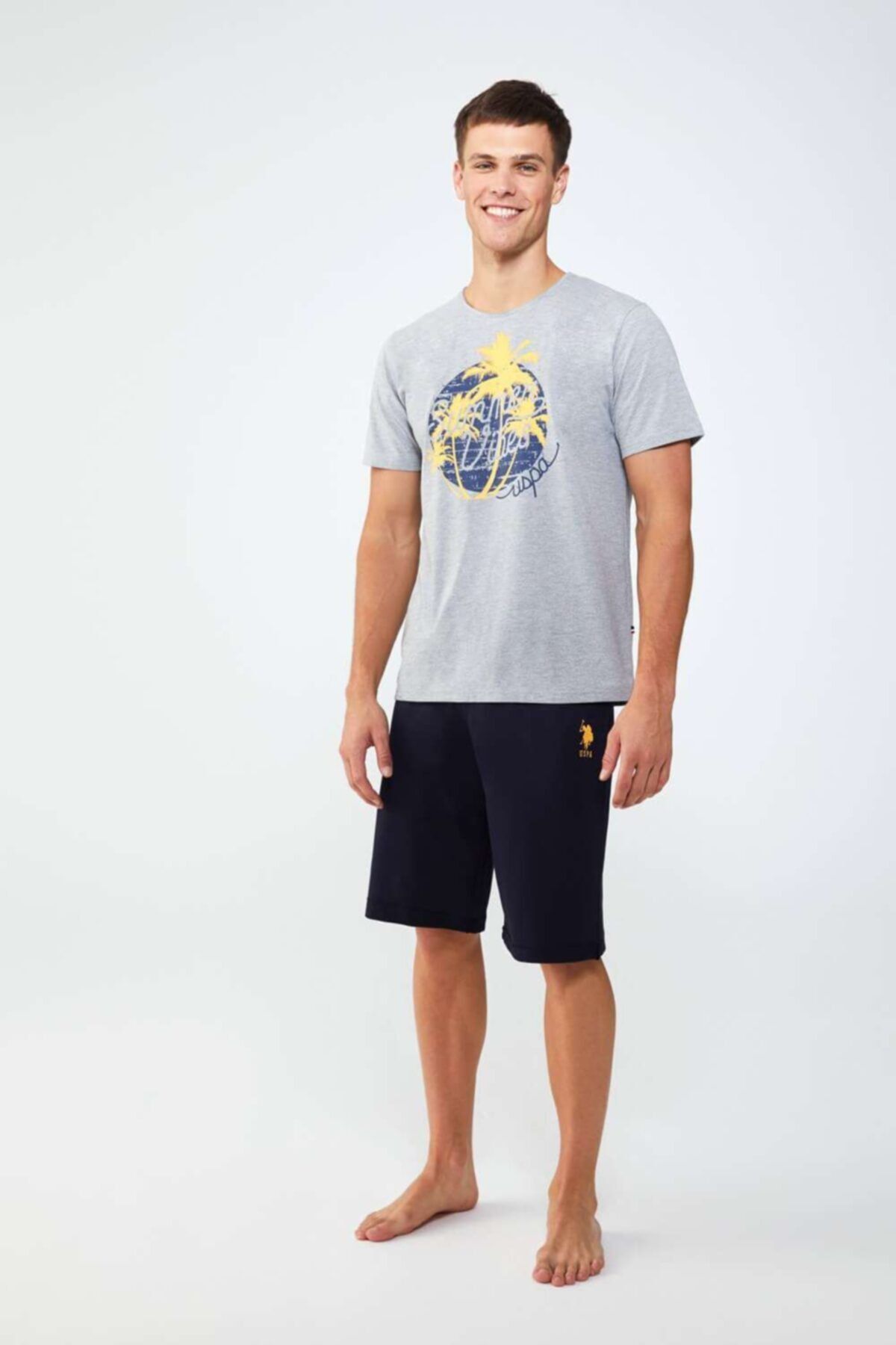 U.S. Polo Assn. ست تیشرت مردانه خاکستری ملانژ