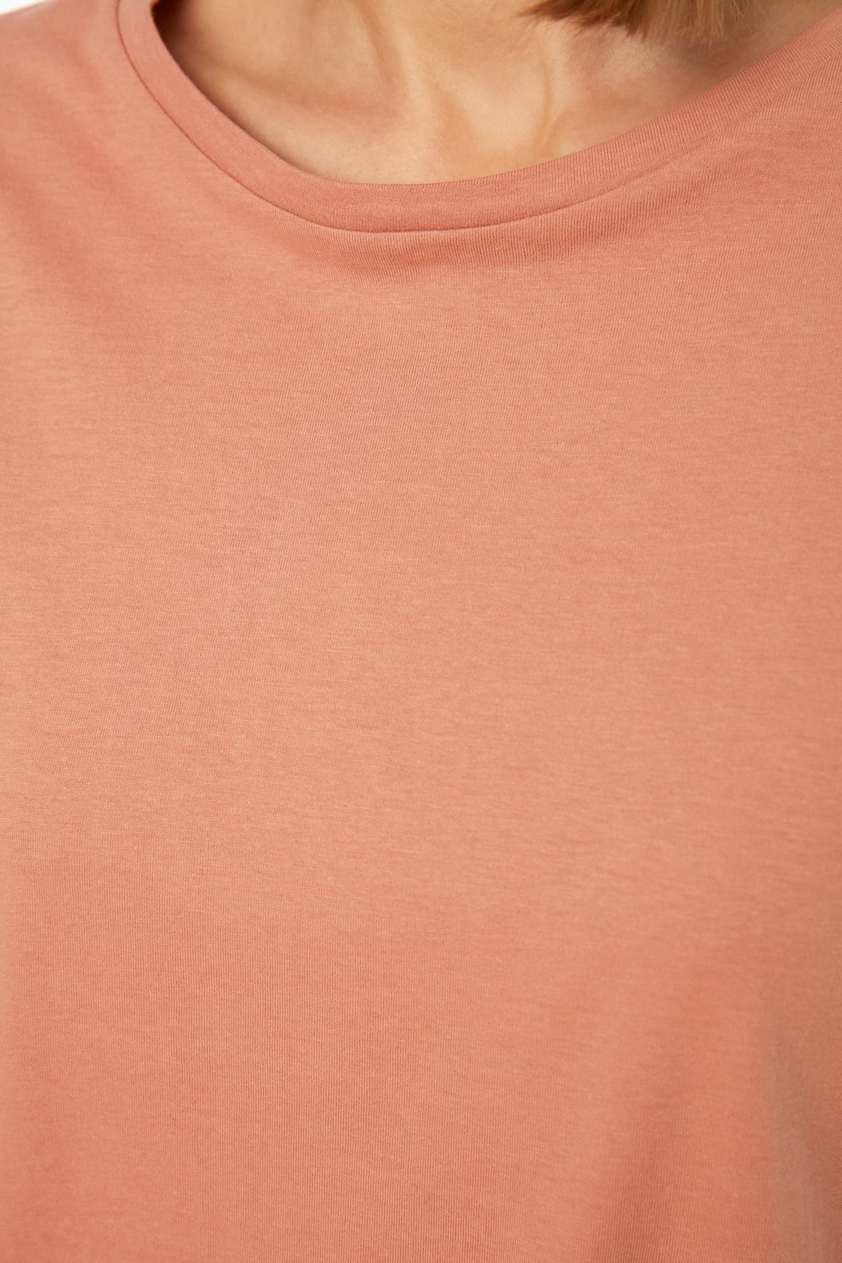 Trendyol Collection-Khaki-Lachs Single Jersey Rundhalsausschnitt 2er-Pack gestrickte T-Shirts – 100 % Baumwolle TWOSS20TS0141 9