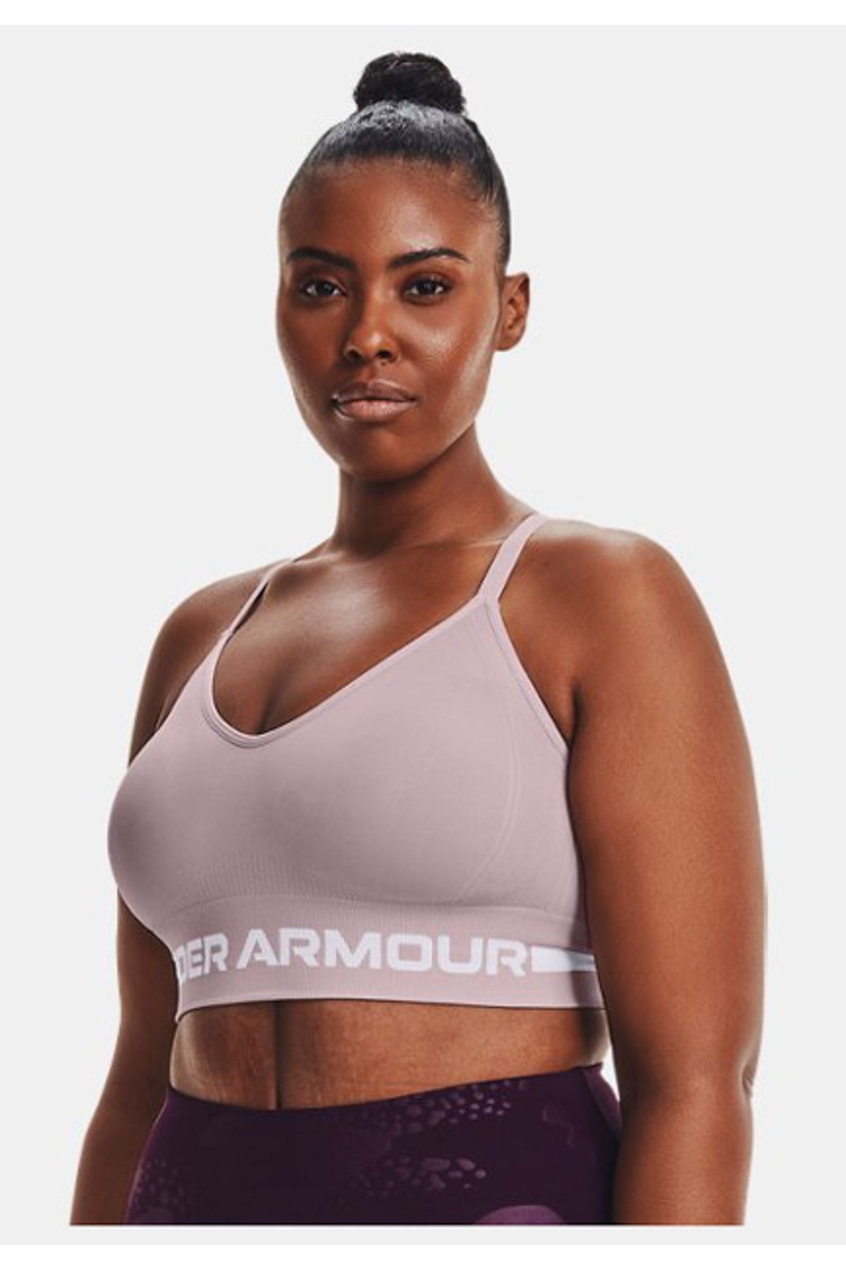 Under Armour SEAMLESS LOW LONG BRA - Light support sports bra - pewter/fresh  clay/stone 