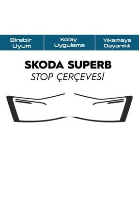 Skoda Superb Stop Çerçeve Sticker 2015-2021 Parlak Siyah Superb stop parlak