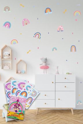Juno Raınbow - Gökkuşağı - Renkli - Dekoratif Duvar Süsü - Bebek Ve Çocuk Odası Stıcker - Sticker JP0000STS003