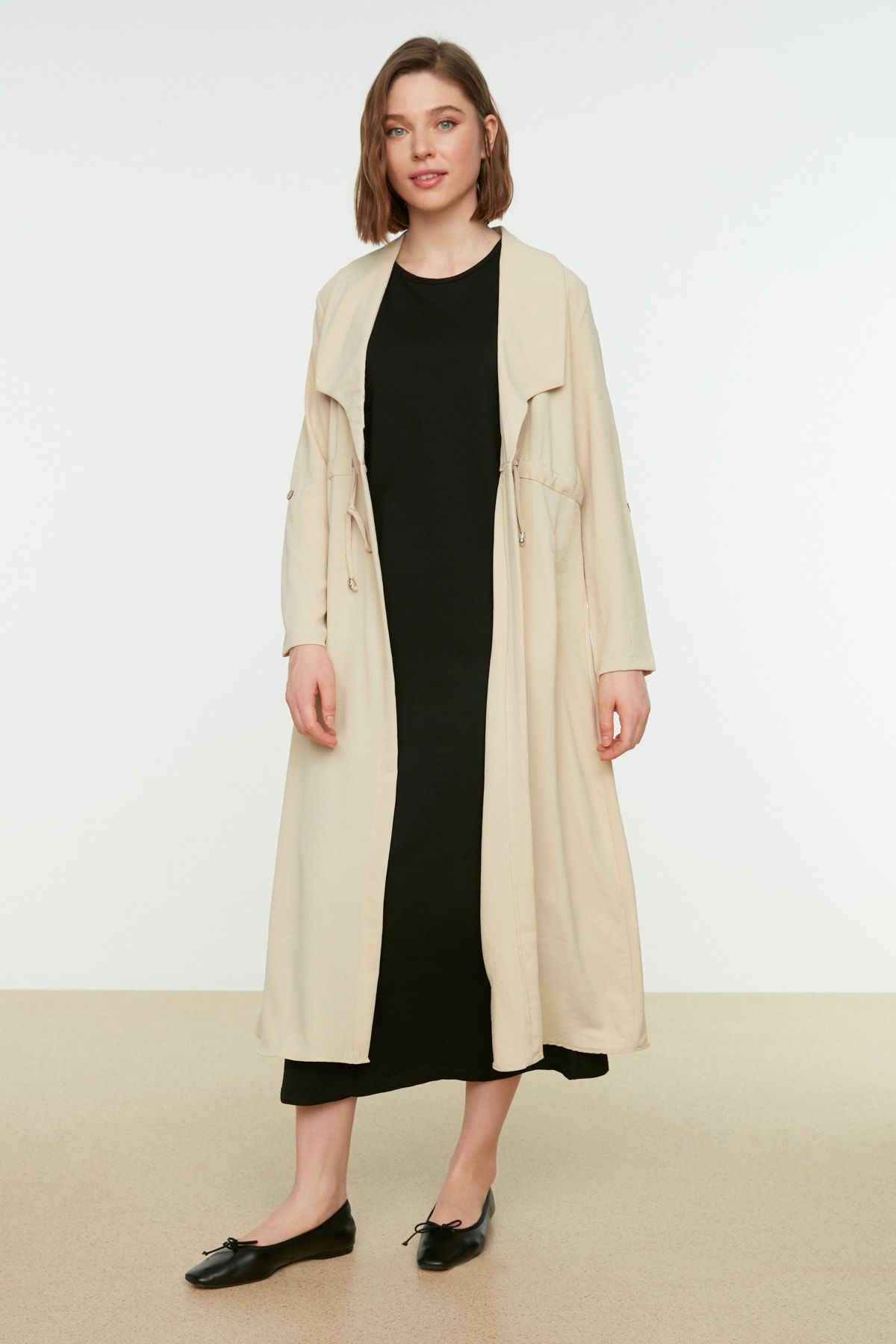 Trendyol Modest-Schwarzes, ärmelloses, lang gefüttertes Unterwäsche-Kleid TCTSS21UK0034 3