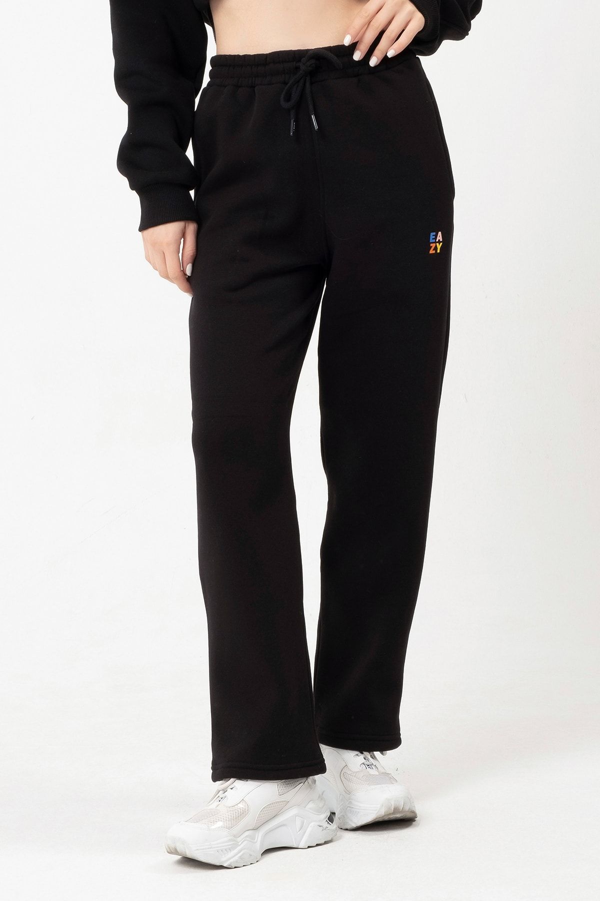 Eazy Co Eazy Basic Oversize Unisex Wide Leg Bol Paça Siyah Kalın ...
