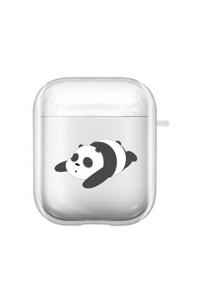 Uyuyan Panda Desenli 1. Ve 2. Nesil Şeffaf Airpods Kılıfı bilişimairbaskı018