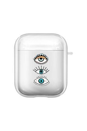 Renkli Gözler Desenli Şeffaf 1. Ve 2. Nesil Şeffaf Airpods Kılıfı akademiAirbaskı049