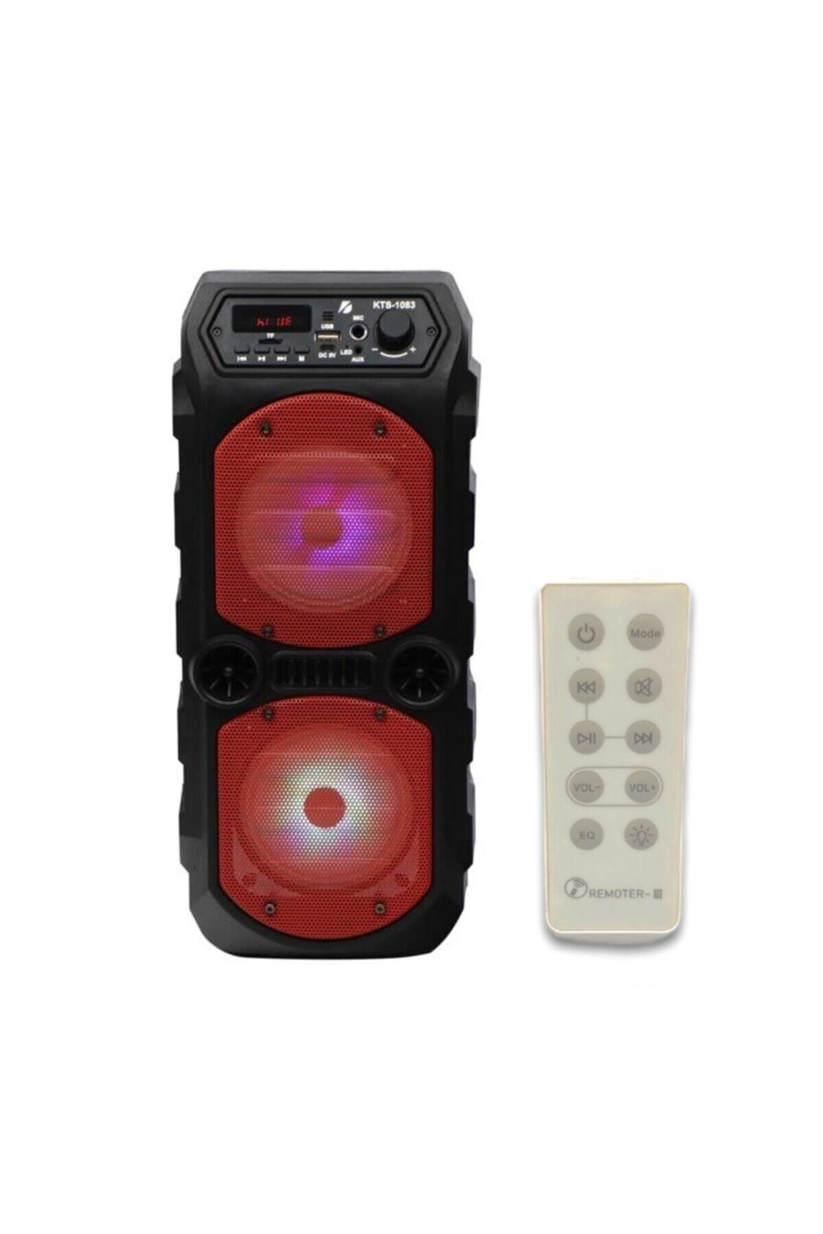 Outdoor Parti Hoparlörü Bluetooth Hoparlör 4 Inç × 2 Kablosuz Speaker Ses Bombası Radyo-Usb-Tf Giriş Kırmızı