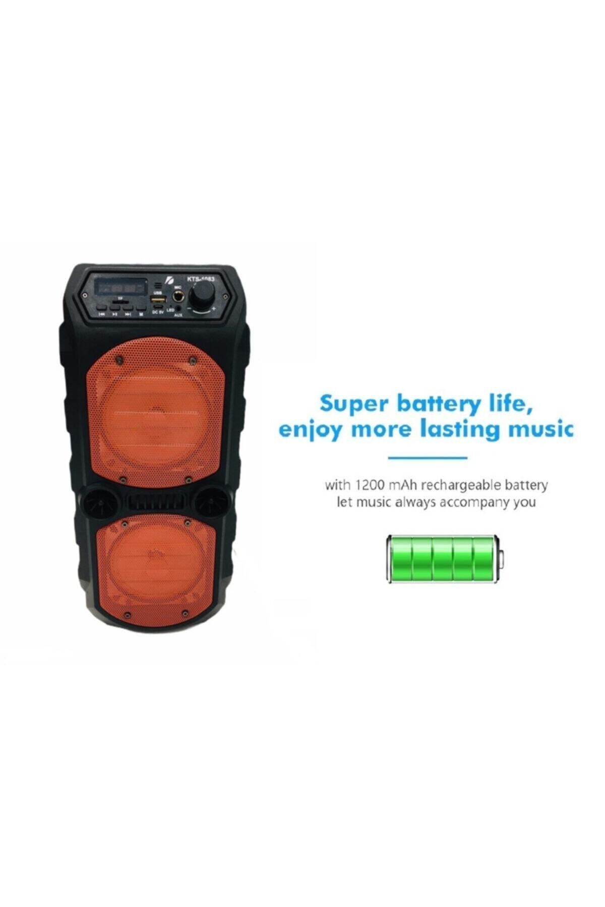 Outdoor Parti Hoparlörü Bluetooth Hoparlör 4 Inç × 2 Kablosuz Speaker Ses Bombası Radyo-Usb-Tf Giriş Kırmızı #4