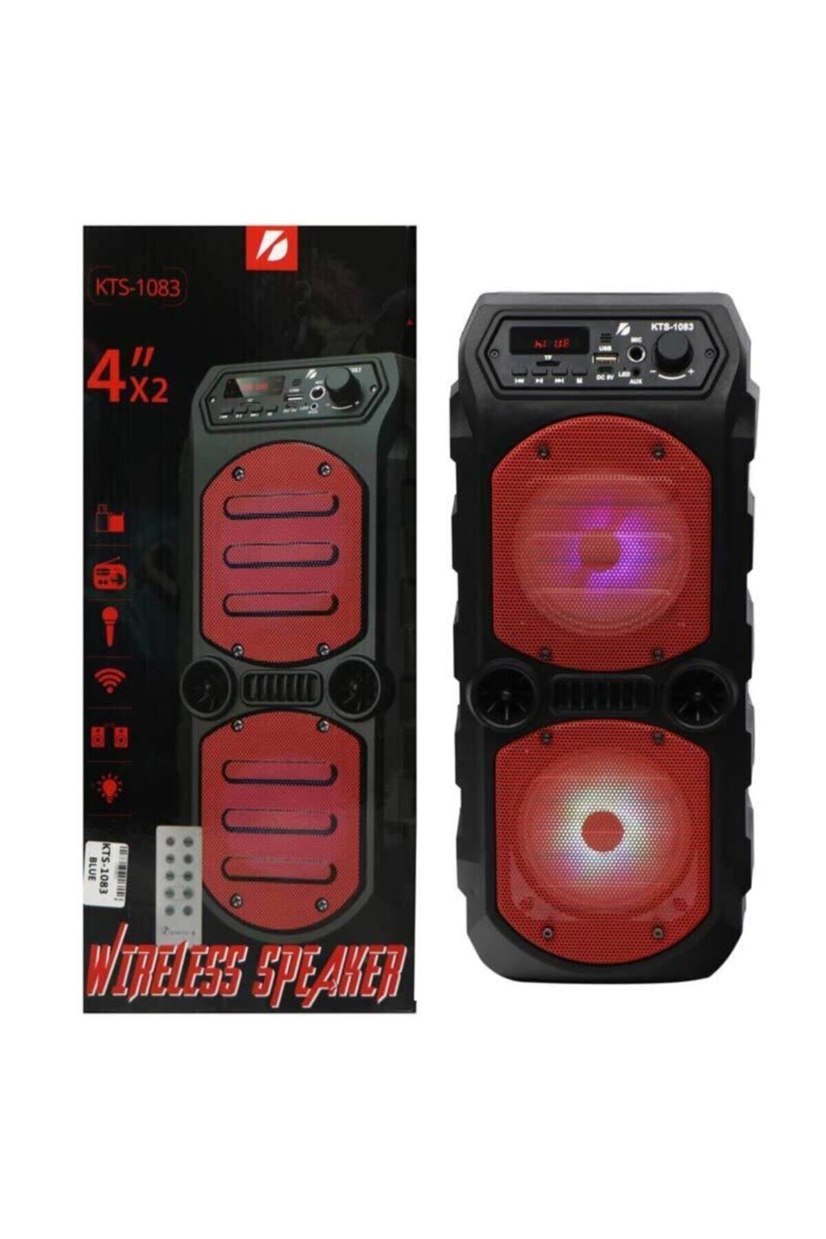 Outdoor Parti Hoparlörü Bluetooth Hoparlör 4 Inç × 2 Kablosuz Speaker Ses Bombası Radyo-Usb-Tf Giriş Kırmızı #5